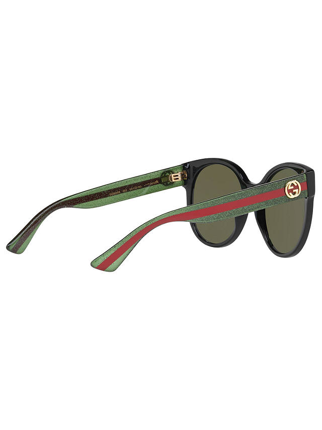 Gucci GG0035S Women's Oval Sunglasses, Matte Black/Green