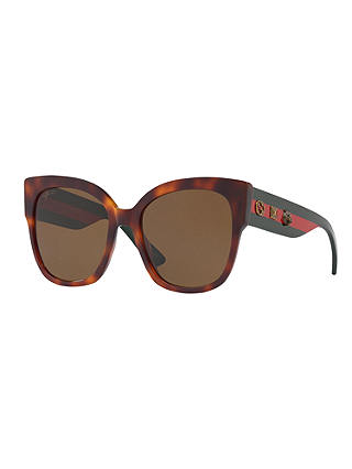 Gucci GG0059S Square Sunglasses, Tortoise/Brown