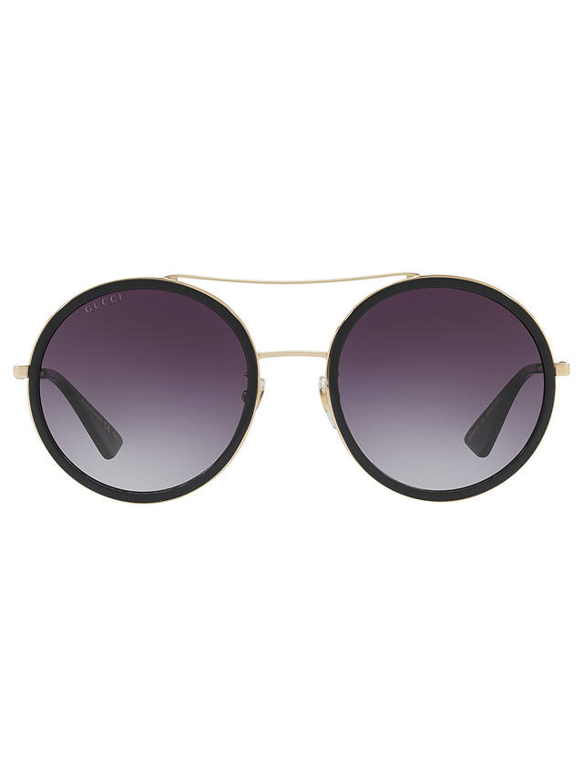 Gucci GG0016S Round Sunglasses, Charcoal/Purple Gradient at John Lewis ...