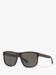 Gucci GG0010S Polarised D-Frame Sunglasses, Tortoise/Grey