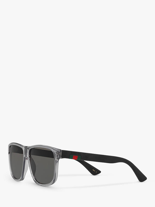 Gucci GG0010S Polarised D-Frame Sunglasses, Charcoal/Grey