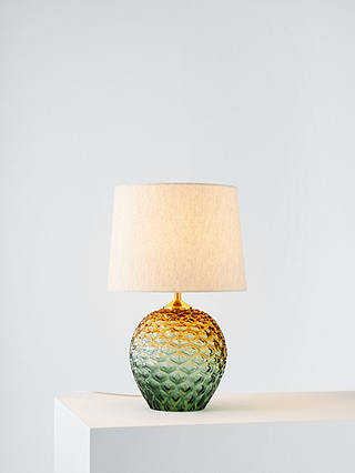 John Lewis & Partners Abigail Dimple Ombre Table Lamp, Green