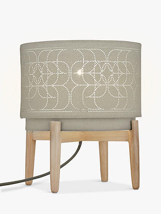 John Lewis & Partners Arvid Pierced Linen Table Lamp, Khaki