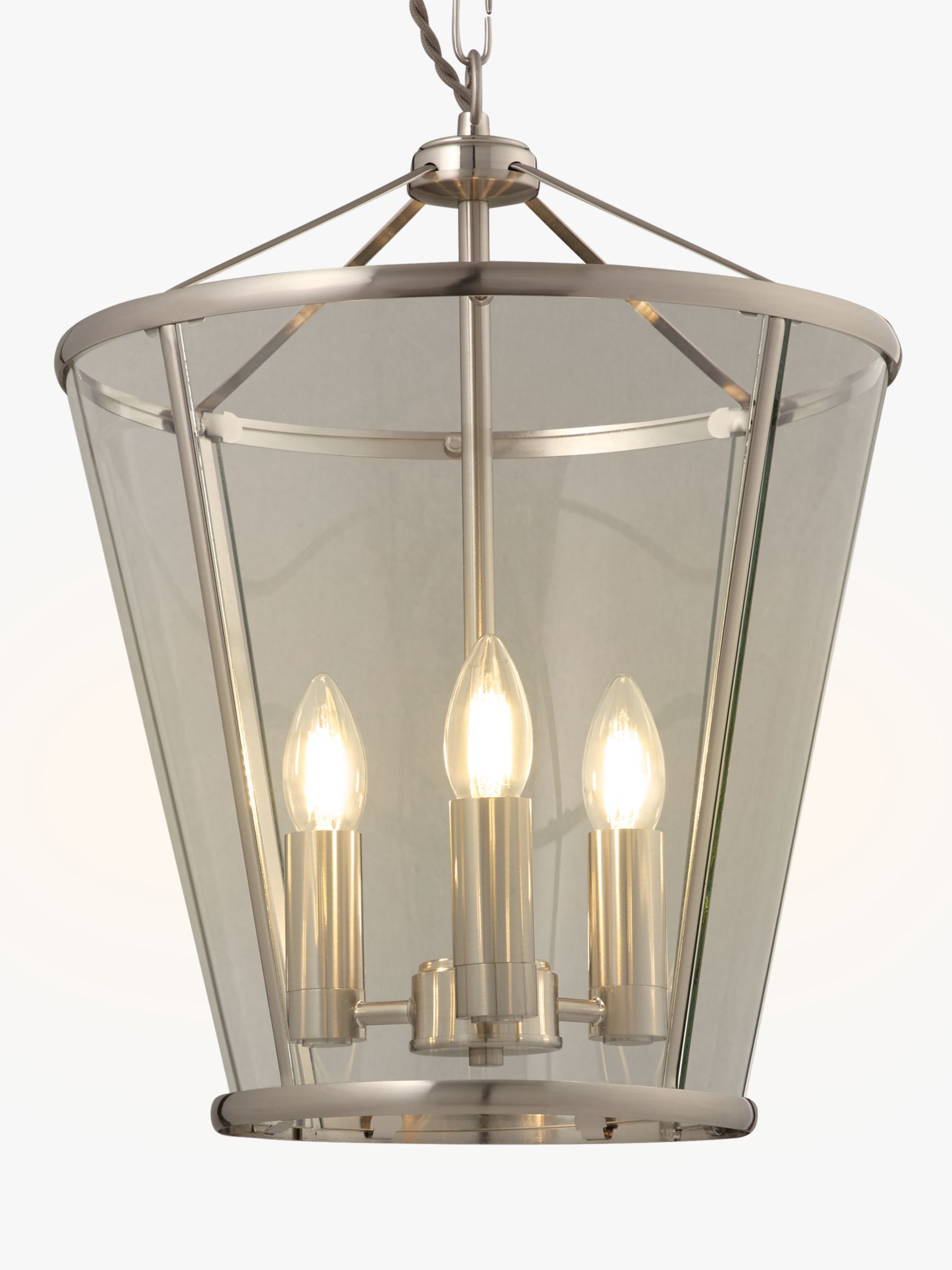 John Lewis Partners Granchester Glass Lantern Ceiling Light Satin Nickel