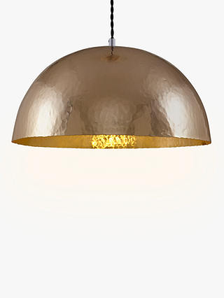 John Lewis & Partners Nala Hammered Pendant Ceiling Light, Brass