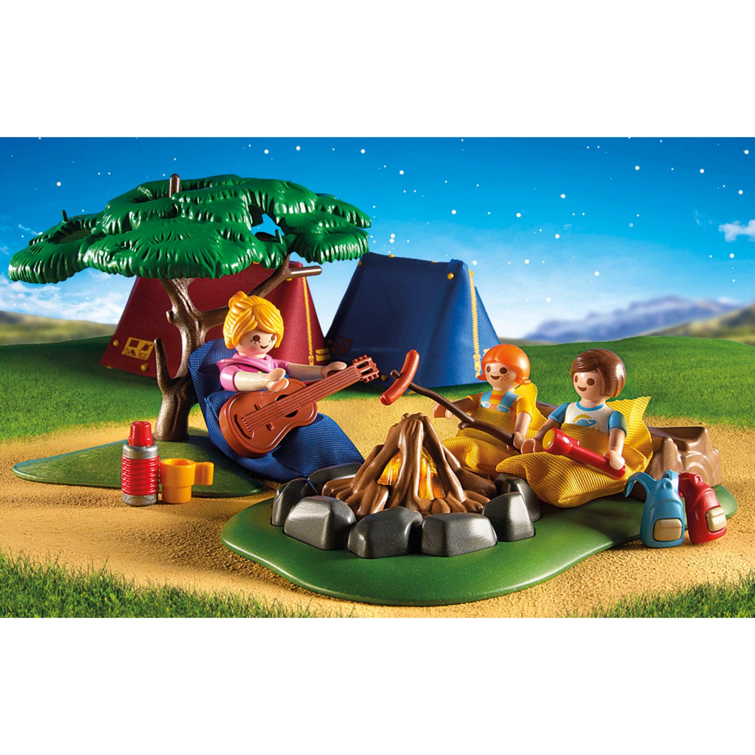 playmobil summer campsite with led fire