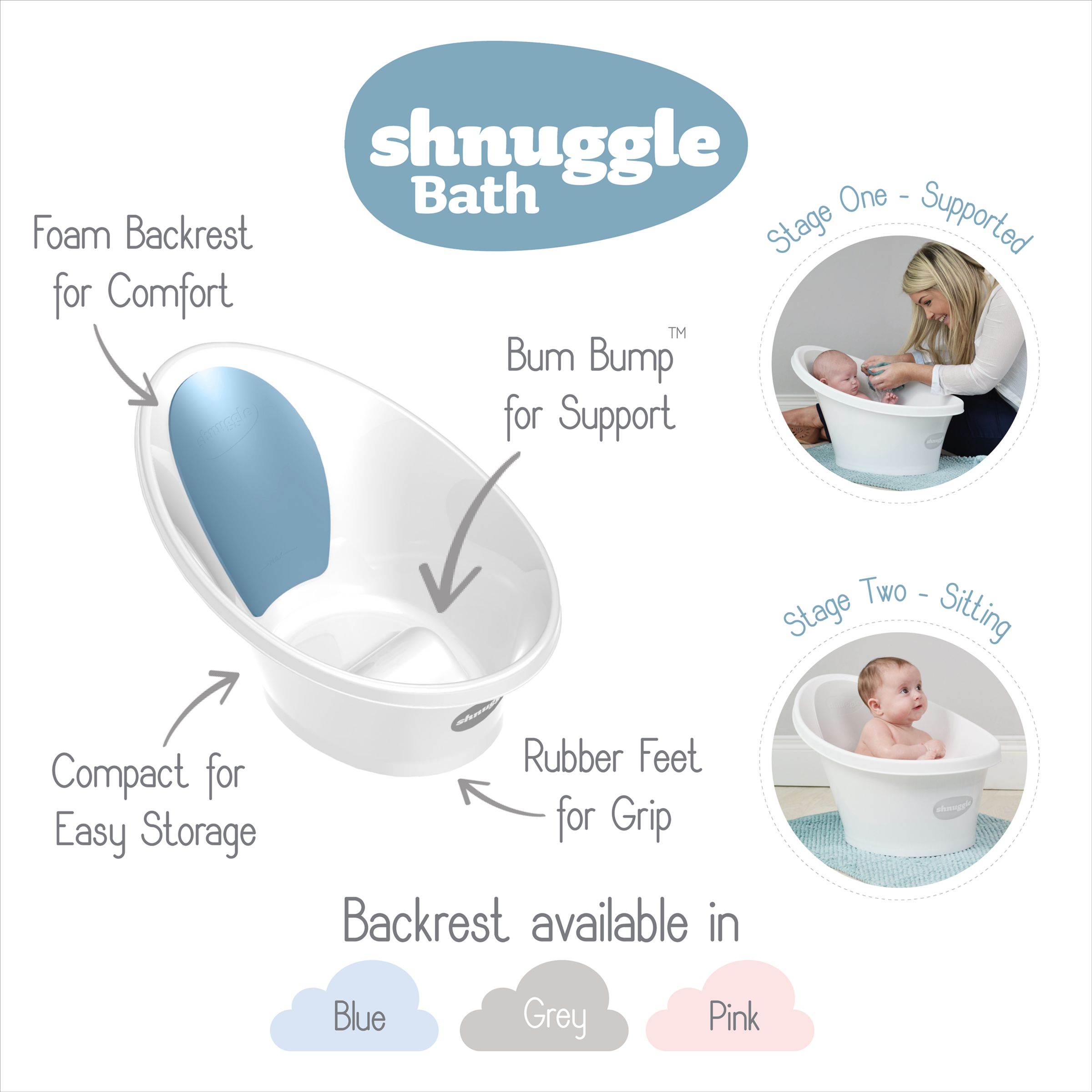 Shnuggle Baby Bath | Blue at John Lewis 