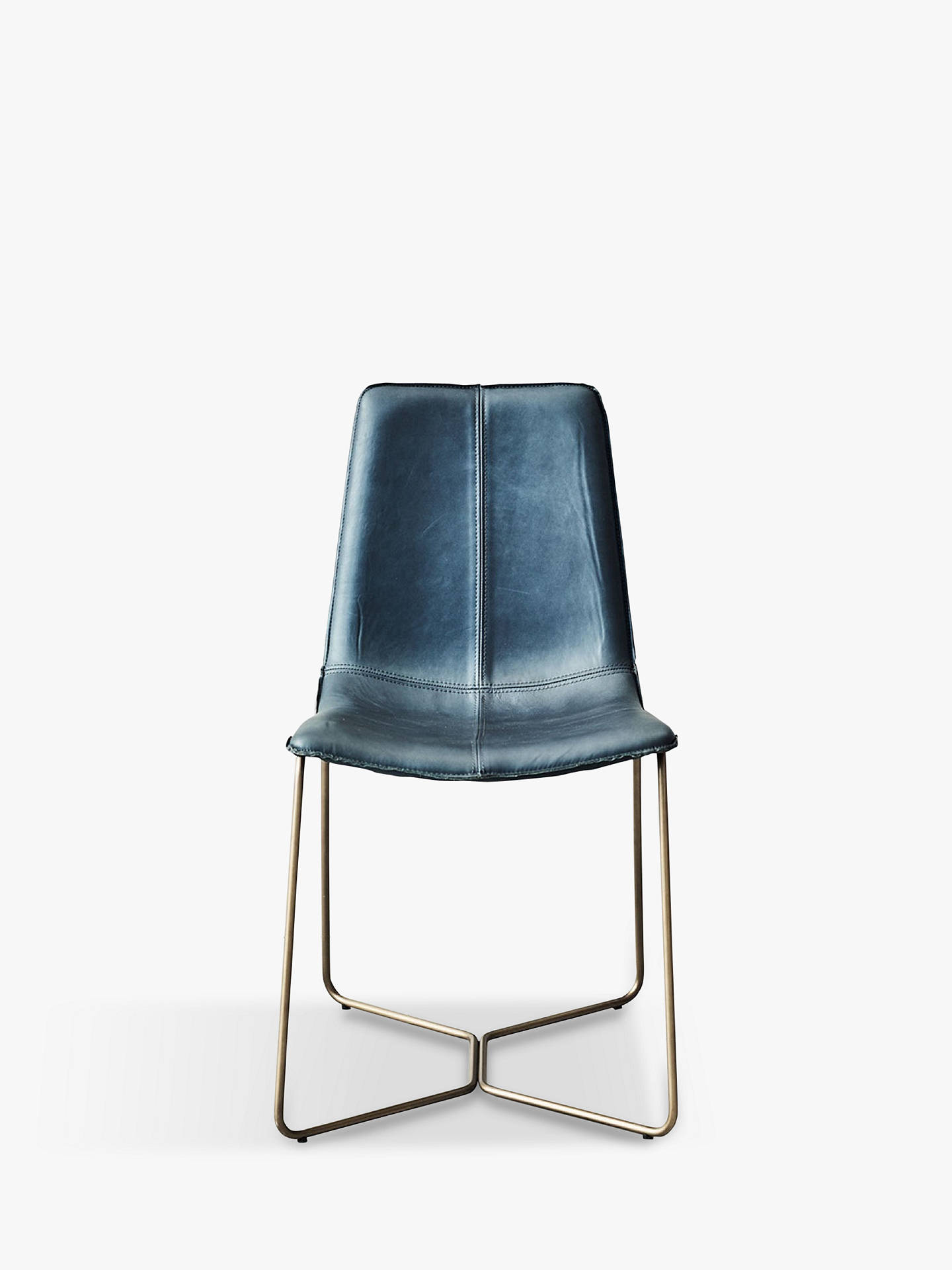 West Elm Slope Leather Dining Chair Navy At John Lewis Partners