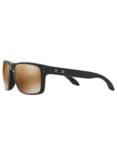 Oakley OO9102 Men's Holbrook Prizm Polarised Square Sunglasses, Black/Mirror Brown