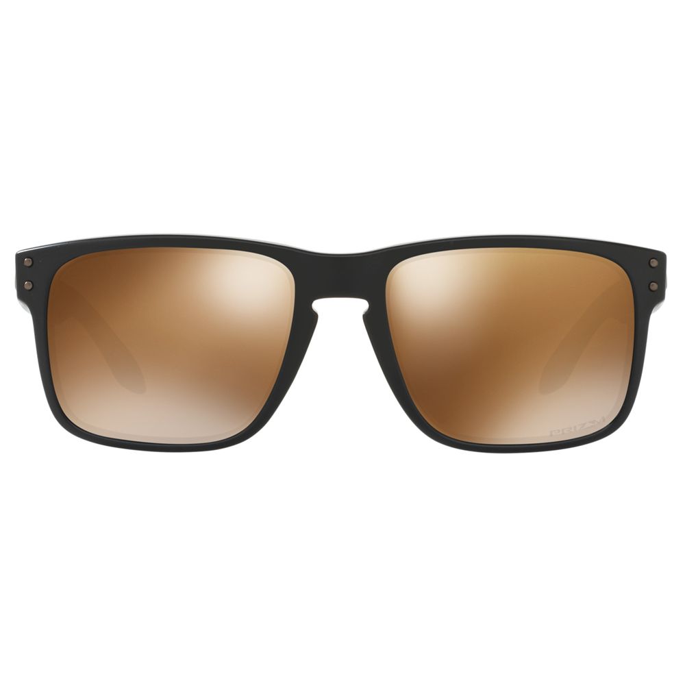 Oakley OO9102 Men's Holbrook Prizm Polarised Square Sunglasses,  Black/Mirror Brown at John Lewis & Partners