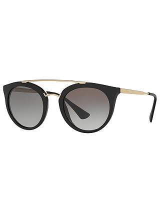 Prada PR 23SS Cinema Oval Sunglasses, Black/Grey Gradient