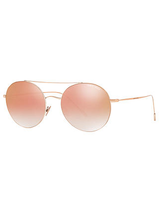 Giorgio Armani AR6050 Round Sunglasses, Gold/Mirror Pink