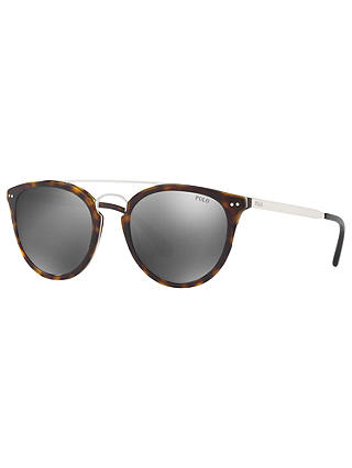 Polo Ralph Lauren PH4121 Men's Oval Sunglasses, Tortoise/Mirror Grey
