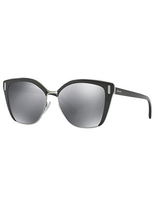Prada PR 56TS Square Sunglasses, Matte Black/Mirror Grey