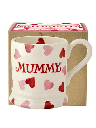 Emma Bridgewater Hearts Mummy Half Pint Mug, Pink, 284ml