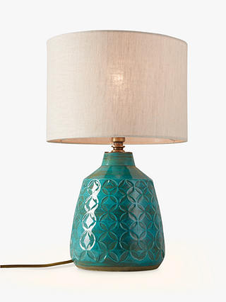 John Lewis & Partners Samara Ceramic Lamp Base, Green, H25cm