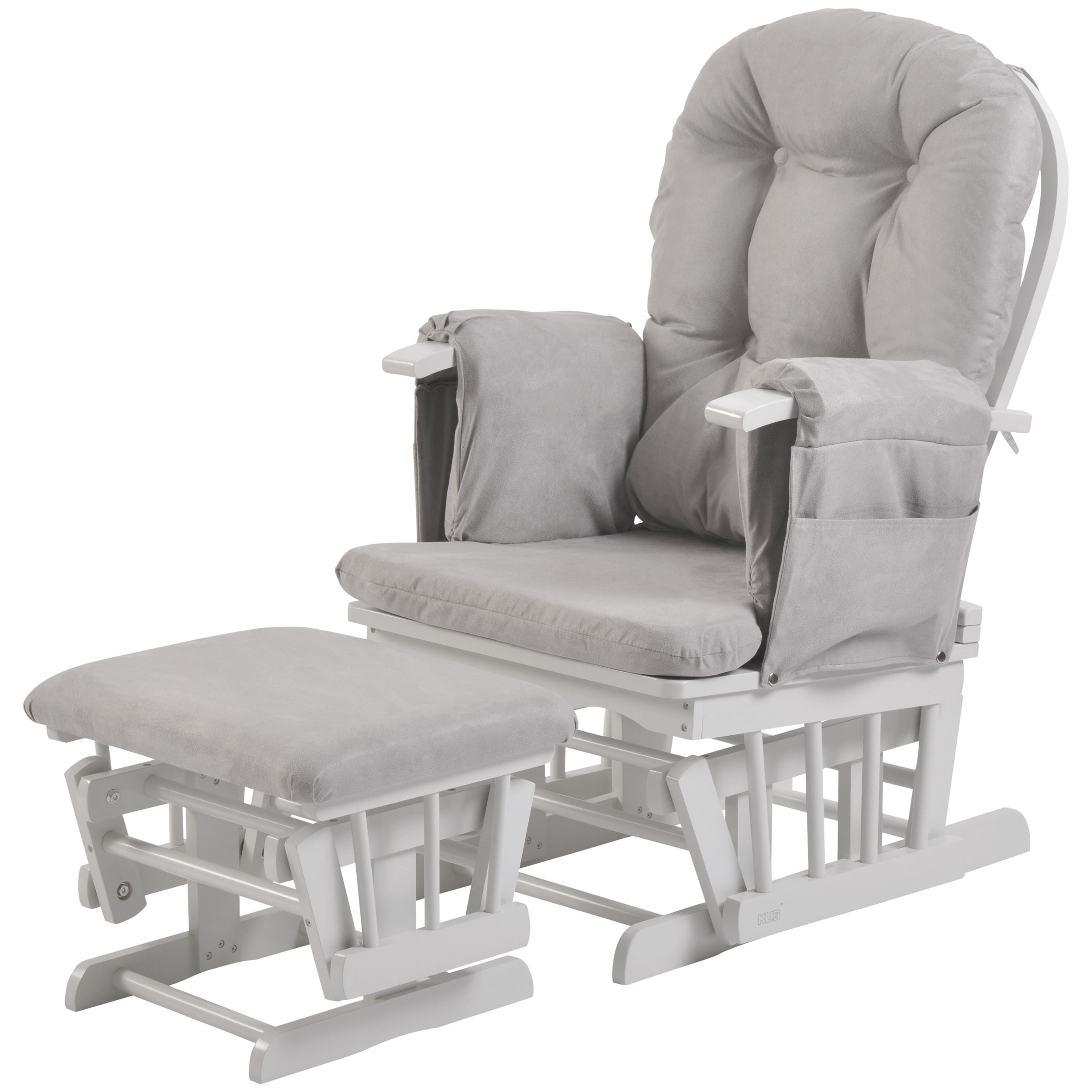 Kub Haywood Reclining Glider Nursing Chair and Footstool, Grey at John