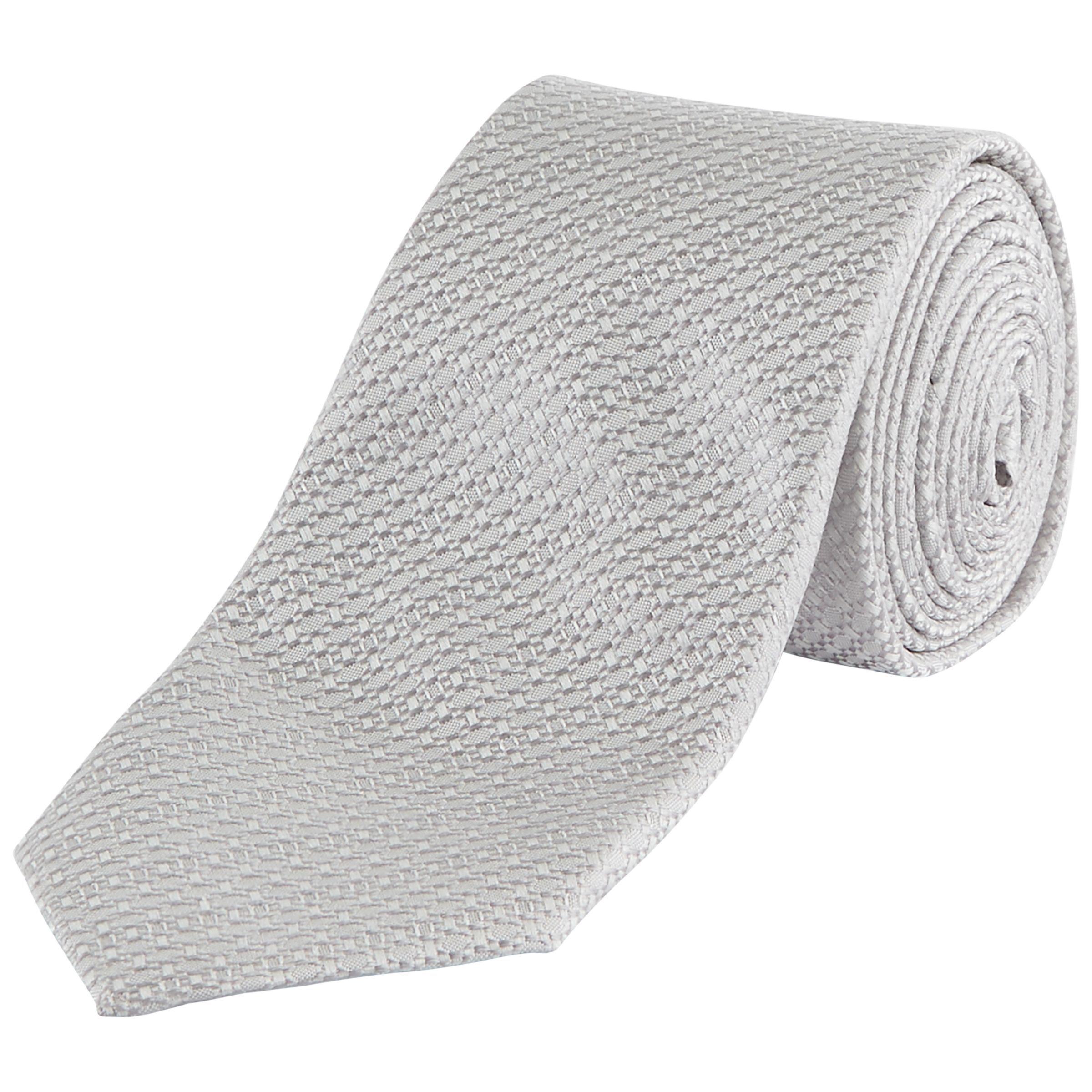 Jaeger Silk Textured Weave Tie, Silver/Grey
