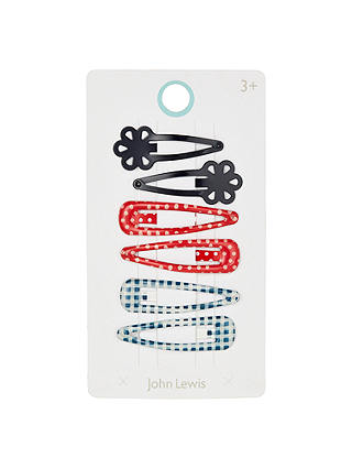 John Lewis & Partners Girls' Hair Clips, Pack of 6, Red/Blue