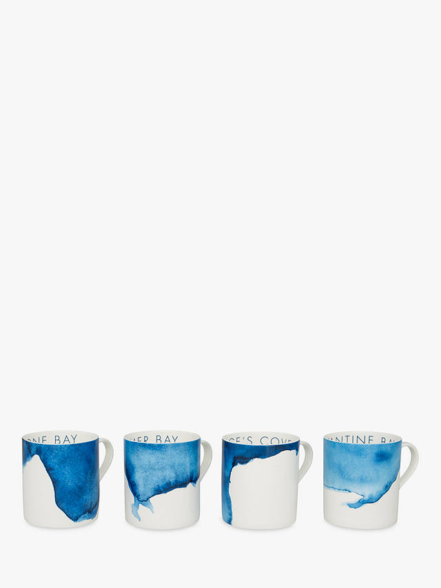 Rick Stein Coves of Cornwall Mug Daymer Bay Set, Set of 4, Blue/White, 300ml