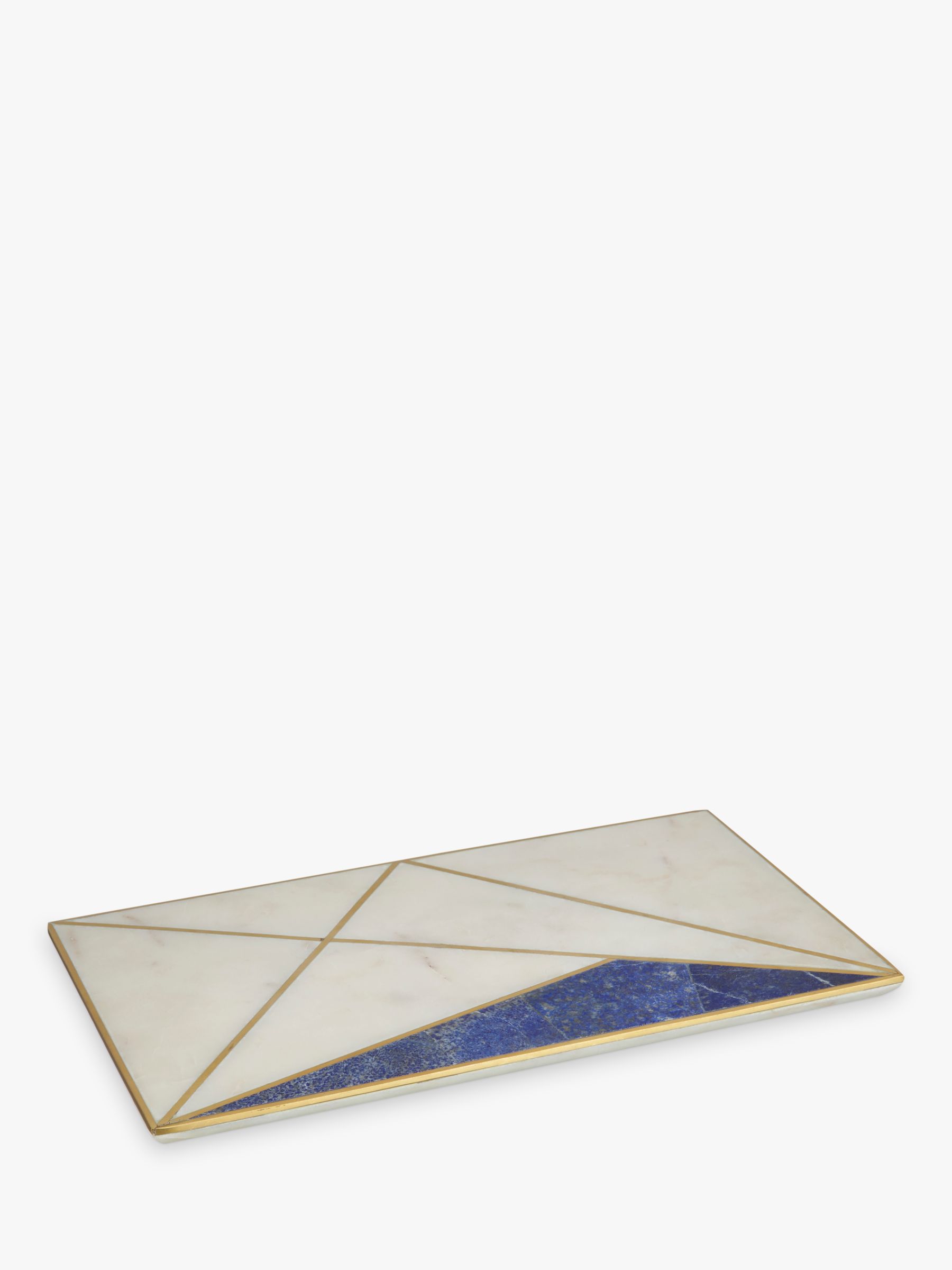 John Lewis & Partners Marble and Lapis Platter, White/Blue