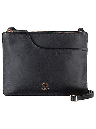 Radley Pockets Leather Medium Cross Body Bag, Black at John Lewis & Partners
