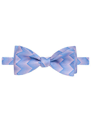 Thomas Pink Wylie Geo Self Tie Silk Bow Tie, Blue/Pink