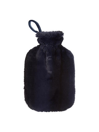 John Lewis & Partners Premium Faux Fur Hot Water Bottle and Cover, Navy Stripe