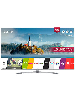 LG 49UJ750V LED HDR 4K Ultra HD Smart TV, 49" With Freeview Play & Crescent Stand, Silver