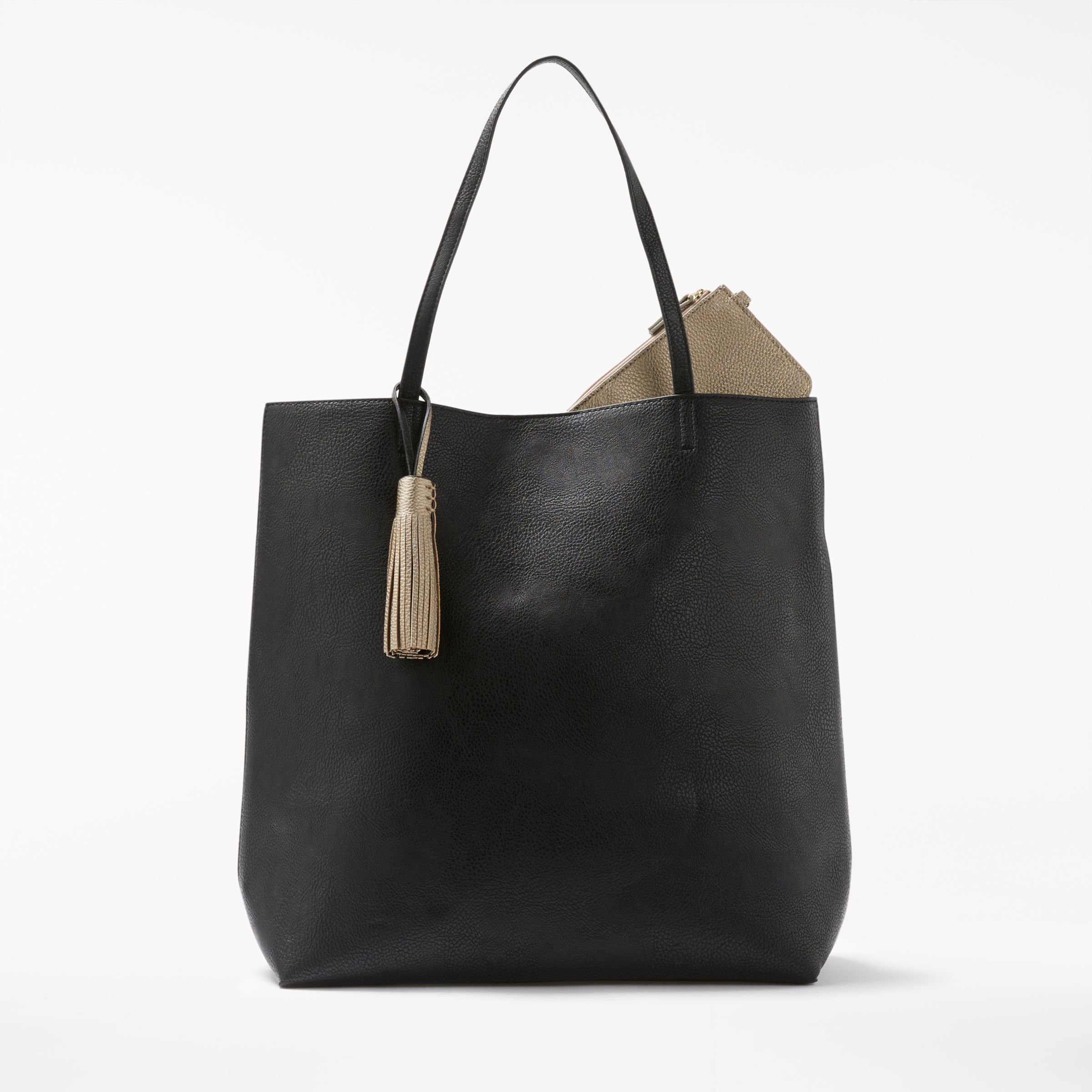 John Lewis & Partners Tia Large Reversible Tote Bag, Black/Pewter