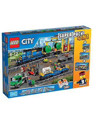 LEGO City 66493 Remote Control Cargo Train, Station, Tracks and Power Functions 4 in 1 Super Pack