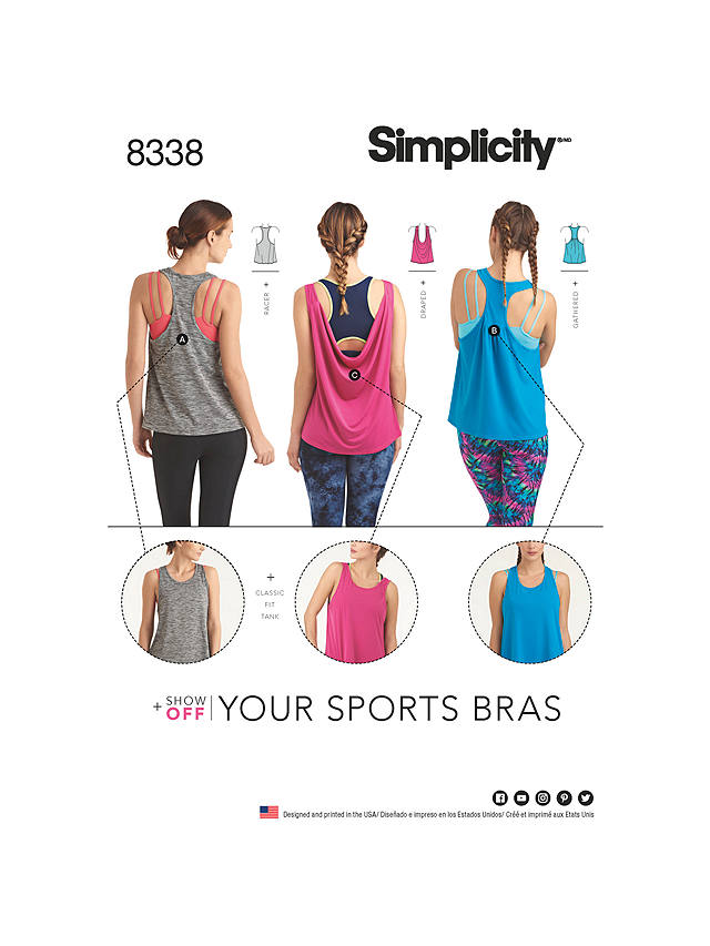 Simplicity Women's Athletic Top Sewing Pattern, 8338, A