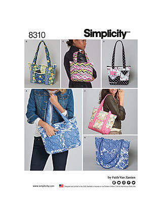 Simplicity Faith Van Zanten Quilted Bag Sewing Pattern, 8310