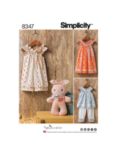 Simplicity Children Clothes and Stuffed Bunny Sewing Pattern, 8347