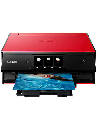 Canon PIXMA TS9055 All-in-One Wireless Wi-Fi Printer with Auto-Tilting Touch Screen, Red/Black
