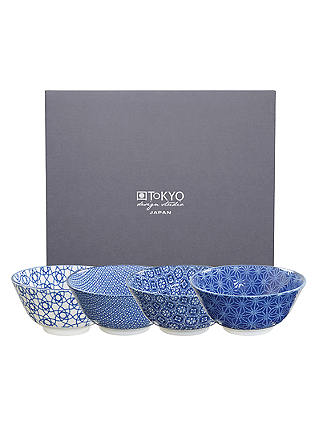 Tokyo Design Studio Nippon Medium Bowl Gift Set, Blue/White, 4 Piece