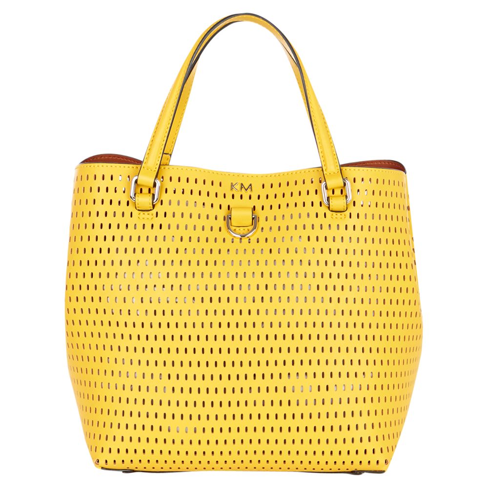 Karen Millen Oval Mini Perforated Handbag, Yellow