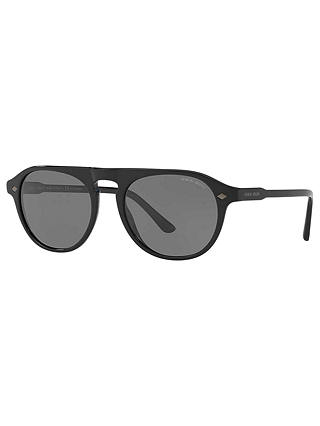 Giorgio Armani AR8096 Frames of Life Polarised Oval Sunglasses, Matte Black/Grey