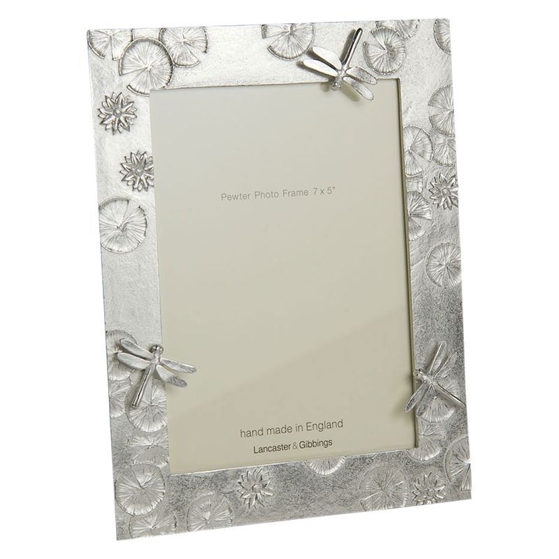 Lancaster and Gibbings Pewter Dragonfly Photo Frame, Silver, 7 x 5" (18 x 13cm)