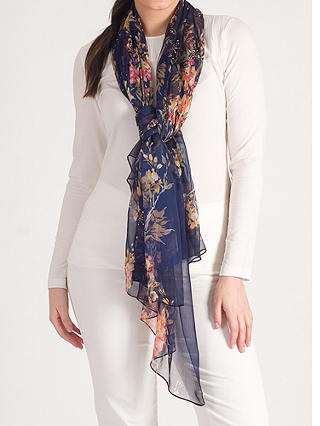 Chesca Floral Beaded Scarf