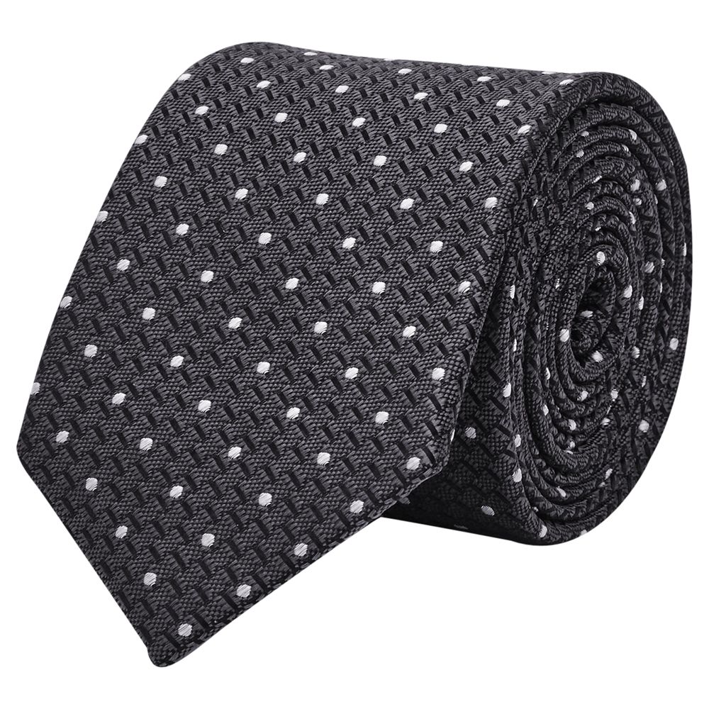 Reiss Klamm Dotted Woven Silk Tie, Charcoal