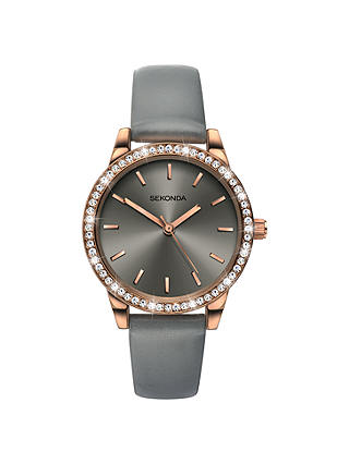 Sekonda Women's Crystal Leather Look Strap Watch