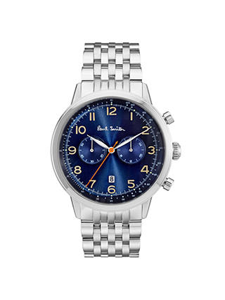 Paul Smith P10017 Men's Precision Chronograph Date Bracelet Strap Watch, Silver/Dark Blue