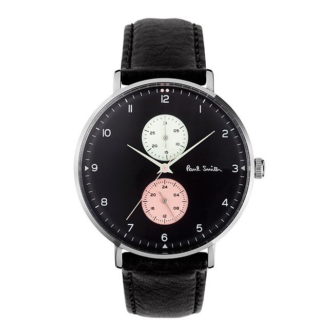 Paul Smith Men's Track Leather Strap Watch, Black