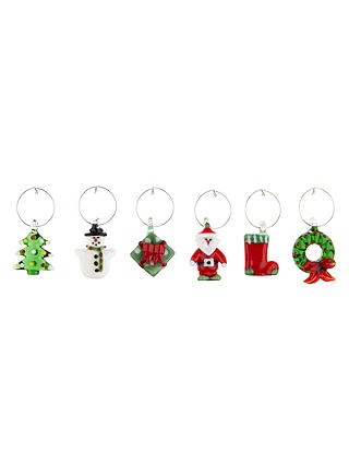 John Lewis & Partners Christmas Novelty Wine Charms, Assorted, Pack of 6