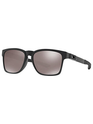 Oakley OO9272 Catalyst Prizm Polarised Rectangular Sunglasses, Matte Black/Mirror Grey