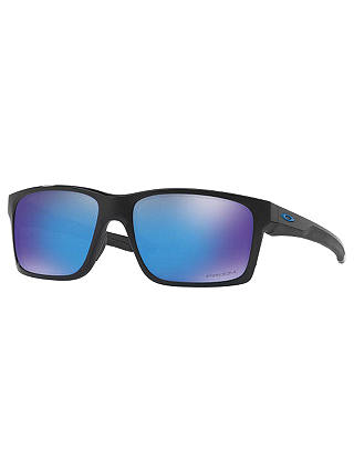 Oakley OO9264 Mainlink Prizm Rectangular Sunglasses, Matte Black/Mirror Blue