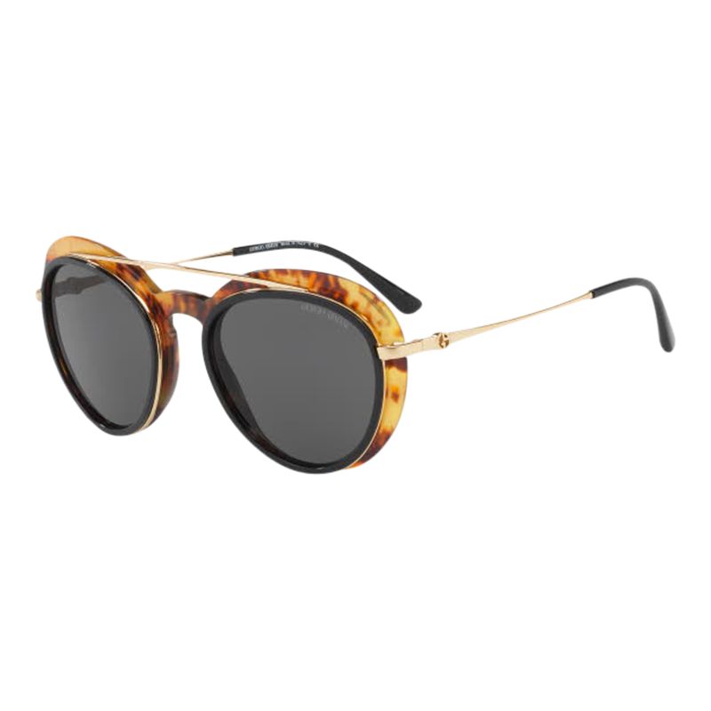 Giorgio Armani AR6055 Oval Sunglasses, Gold Tortoise/Black