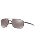 Oakley OO4124 Gauge Prizm Polarised Rectangular Sunglasses, Matte Black/Black