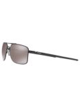 Oakley OO4124 Gauge Prizm Polarised Rectangular Sunglasses, Matte Black/Black